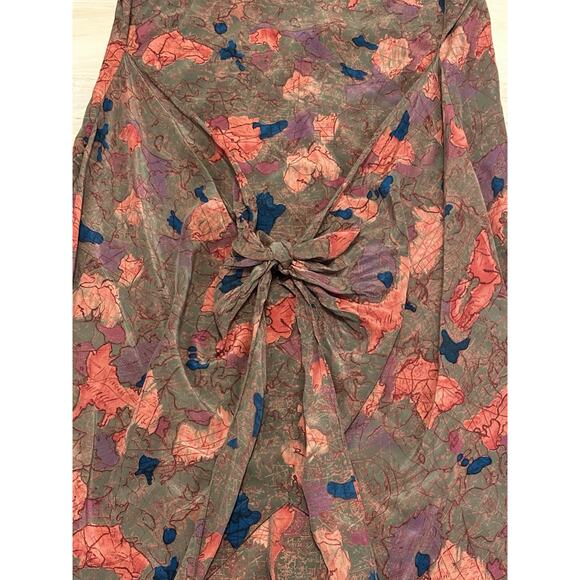 Lauren Alexandria 14 Dress Faux Wrap 100% Silk Short Sleeve Abstract Print Brown - Picture 4 of 12